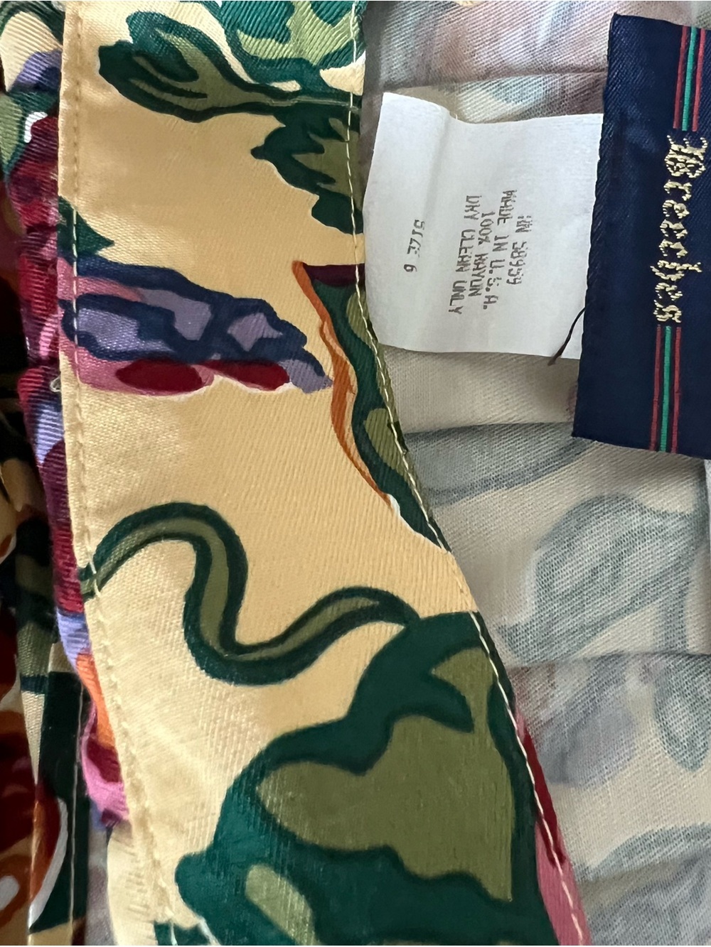 Breeches Vintage Floral Print Tie-Waist Midi Skirt - Yellow Floral size 6 - Picture 3 of 4